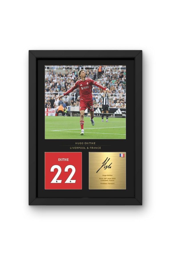 Alayra Framed Hugo Ekitike A4 Framed Photo Display - Reproduced Digital Signature - Gift For Liverpool Fans