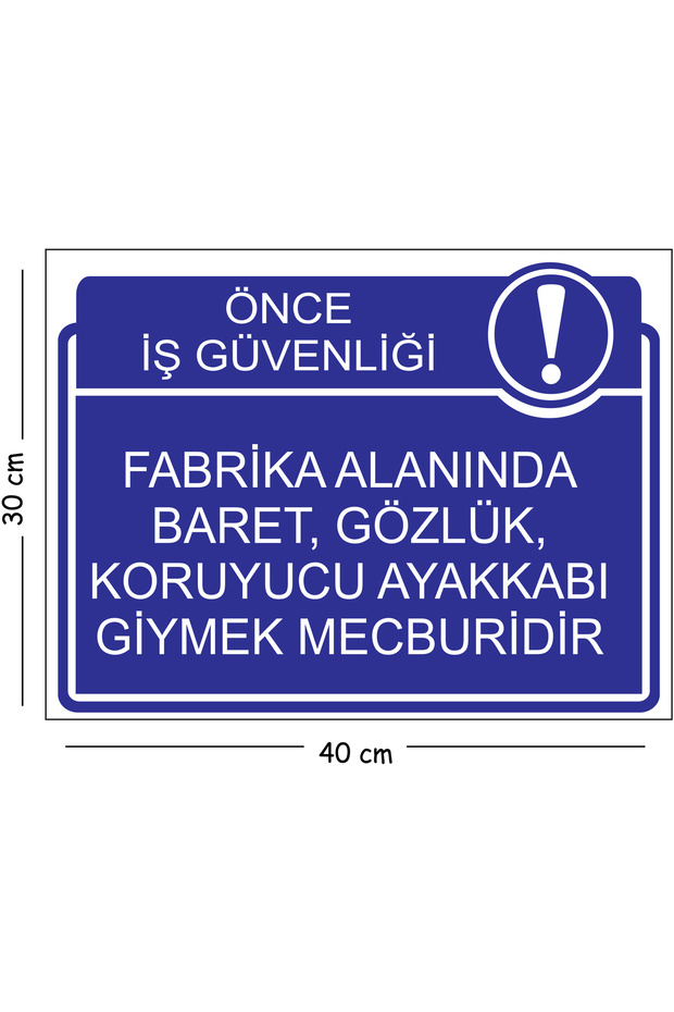 Metal Factory Area: Helmet, Goggles, Protective Shoes Must Be Worn 30X40 cm A3 Warning Work Safety