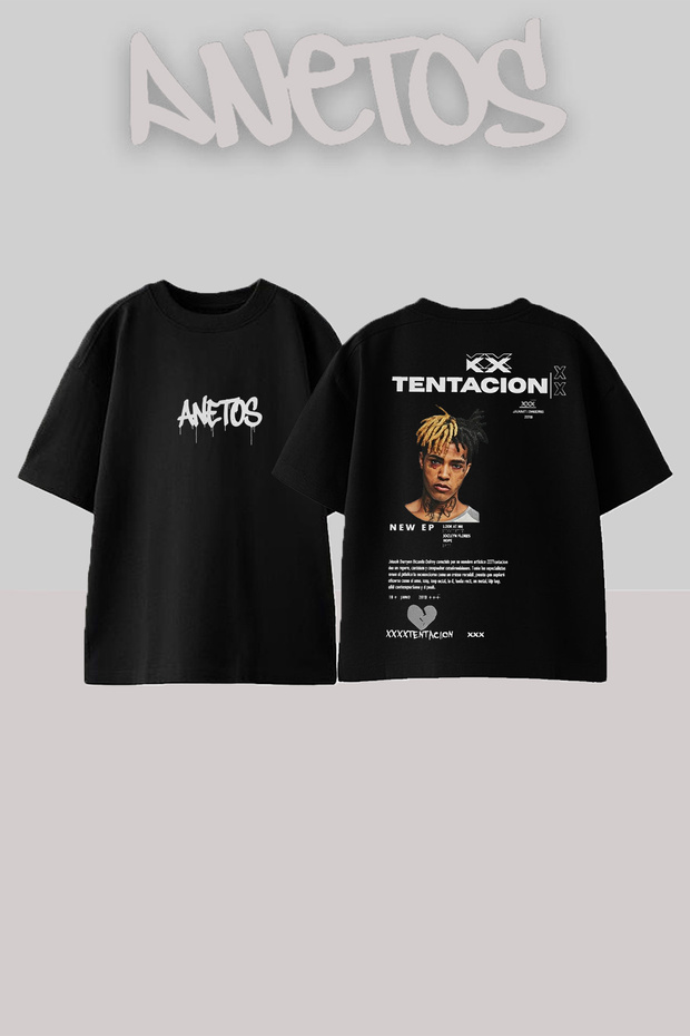 Xxxtentacion Cover Design Back Printed Cotton Black Oversize T-Shirt
