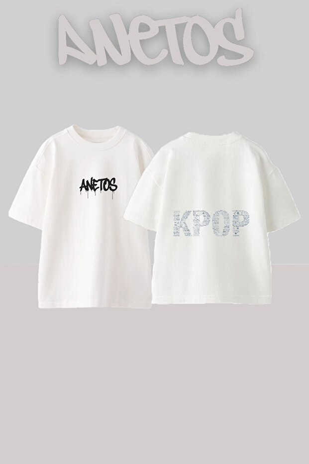 Kpop Groups Design Back Printed Cotton White Oversize T-Shirt