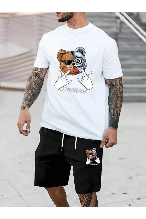Silatrend Unisex Oversize Shorts Set Short Sleeve T-Shirt Comfortable Fit Summer Casual Sports