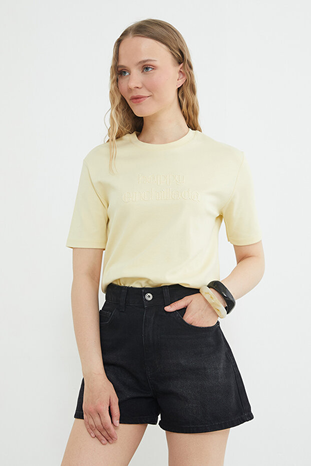 Happy Enchilada Embroidered Crew Neck T-Shirt