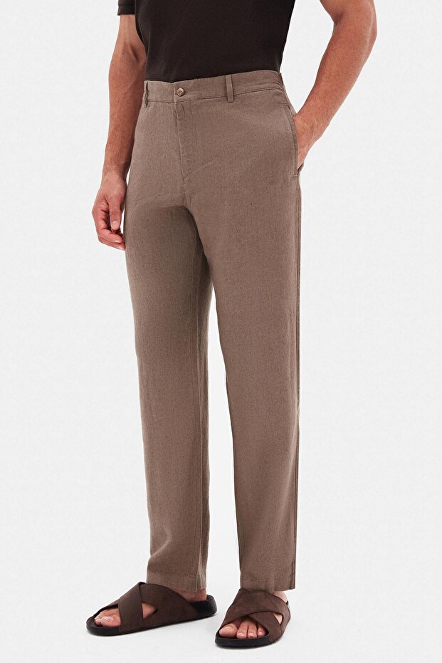 Ds Damat Comfort Fit Mink 100% Linen Jogger Pants