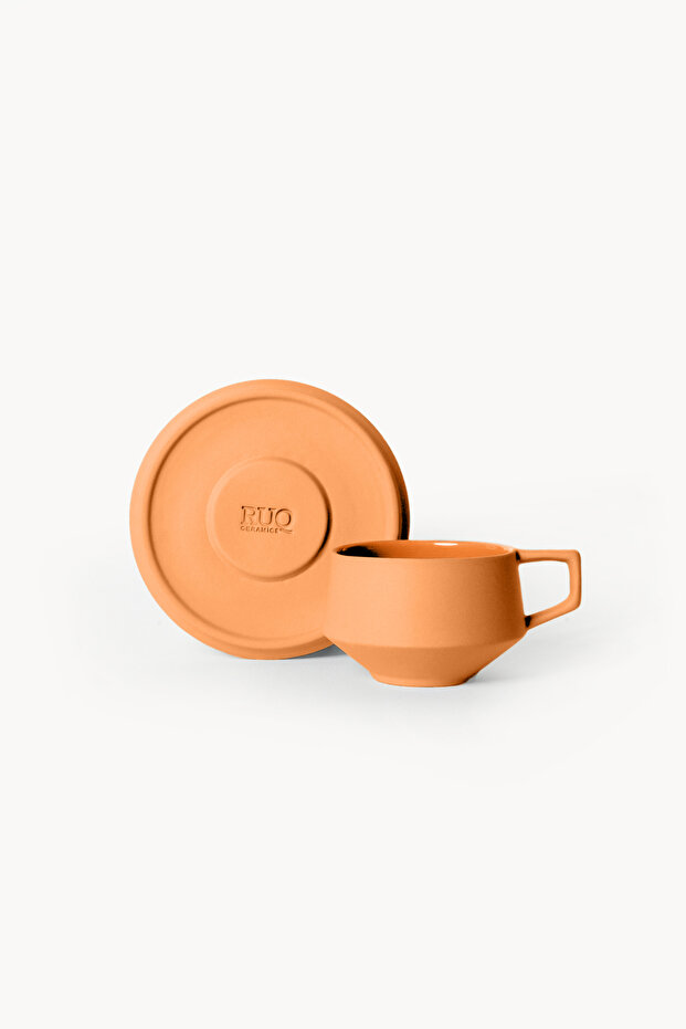 Lumière Orange Turkish Coffee Cup – Limoges French Porcelain, 70 ml