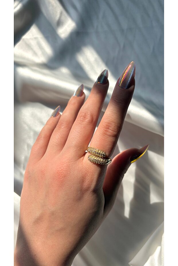 Women's Gold Color Stone Modern Ring