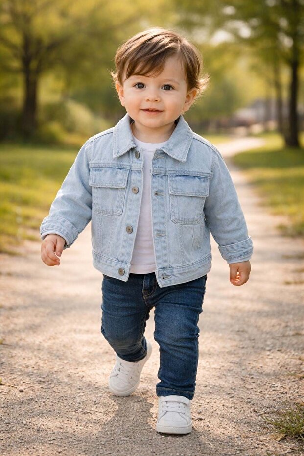 Nk Baby Boy Button Detailed Denim Jacket 1-4 Years Blue