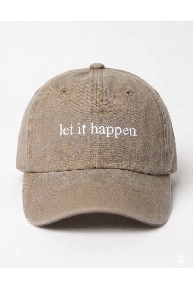 قبعة بيسبول مطرزة قابلة للغسل بتصميم ''Let It Happen'' / قبعة بيسبول مطرزة قابلة للغسل بتصميم ''Let It Happen''