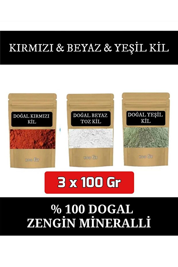 Red & White & Green Face Mask Powder Clay Mask 3 X 100 Gr.