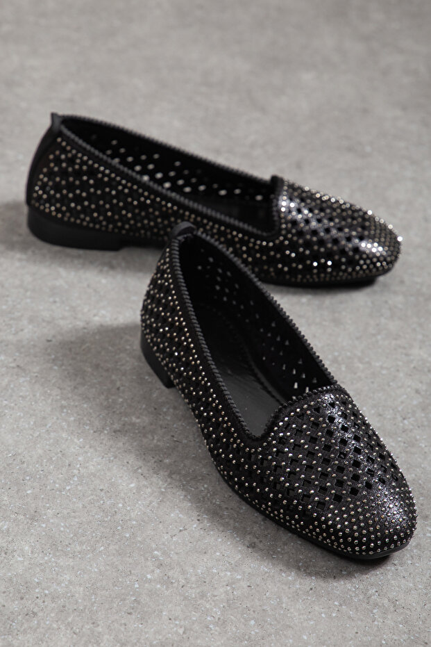 Stone Embellished, Perforated, Breathable, Stylish Women's Ballerinas