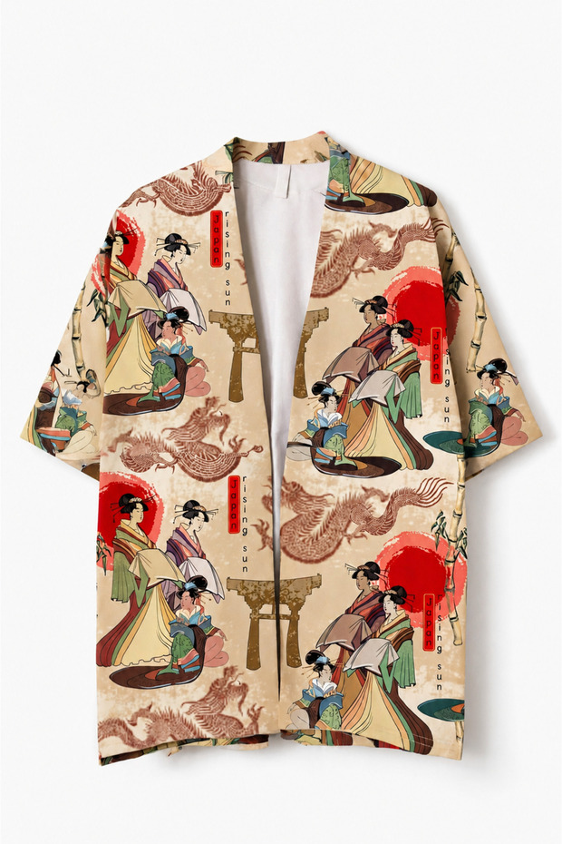 Women's and Men's Japanese Patterned 100% Cotton Viscose Kimono