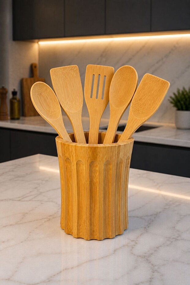 Bamboo Spoon Holder, Countertop Spoon Holder, Bamboo Vase (Spoons Not Included)