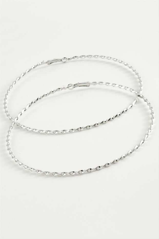 Ilkeshop Twisted Metal Hoop Earrings 8-9-10 (02141) Cm-9 cm