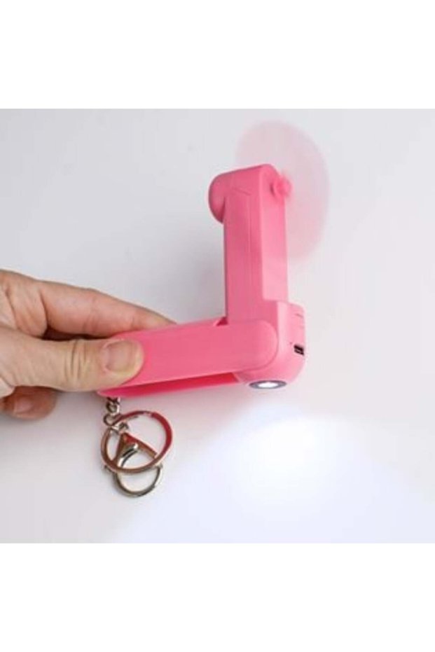 Breloc mini roz cu ventilator și lanternă