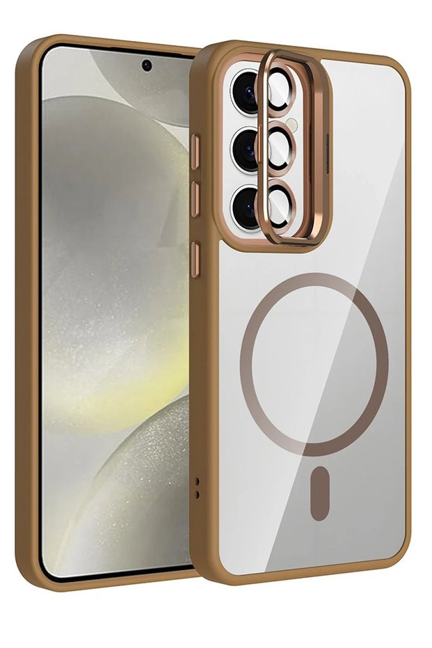 Ilkeshop Galaxy S24 Fe Cover with Remim Lens and Magsafe Stand (172422) - Brown