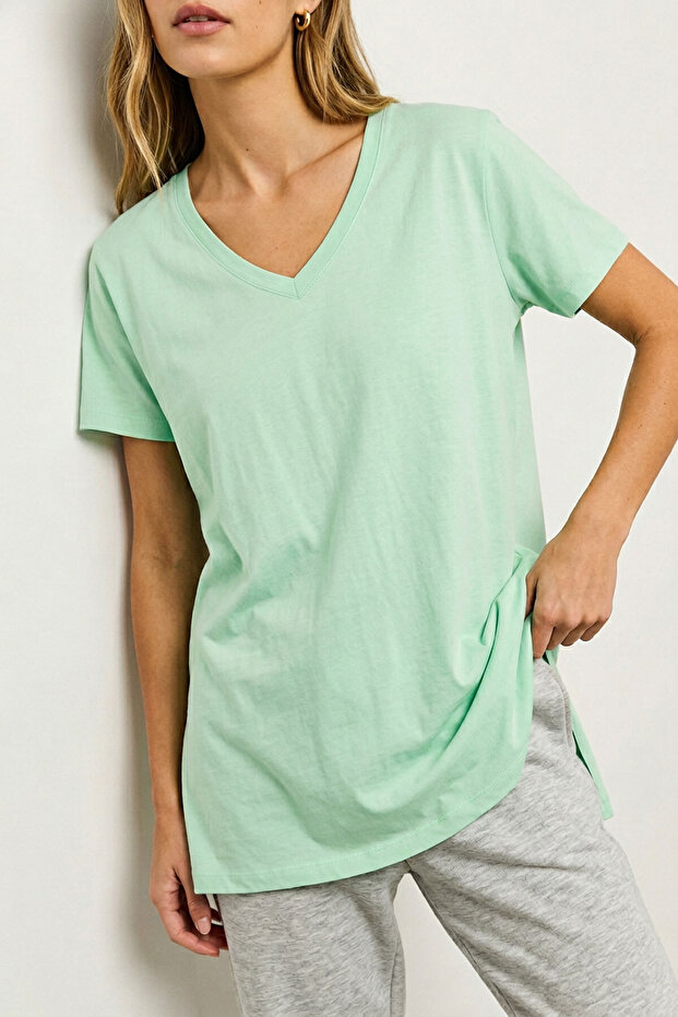 Μπλουζάκι V-Neck Basic Με μείγμα βισκόζης - 7