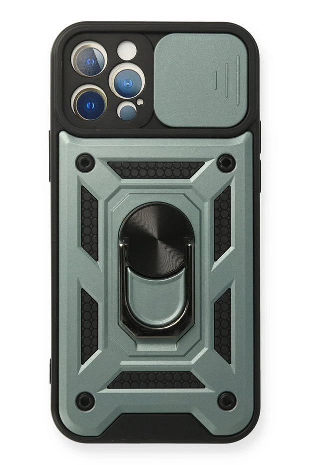Ilkeshop New iPhone 12 Pro Case Pars Silicone with Lens Ring (203014) - Green