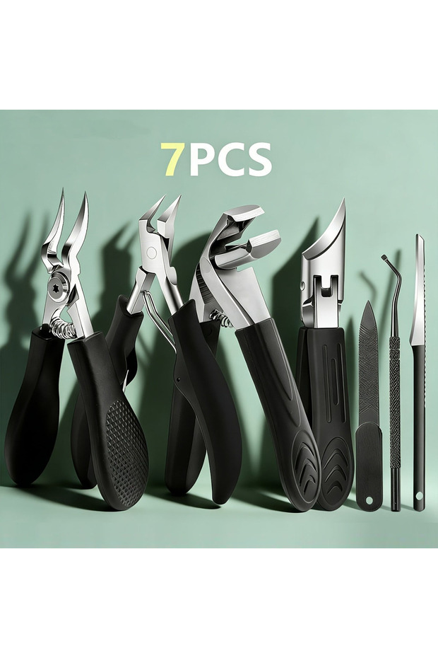 7pcs 1/7pcs Professional Heavy Duty Nail Care Tool Set - Wide Jaw Nail Clippers with Convex for Thic