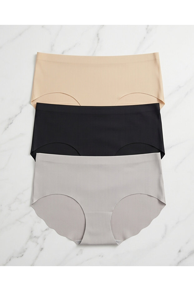 Women's High-Waisted Laser-Cut Seamless 3-Pack Panties