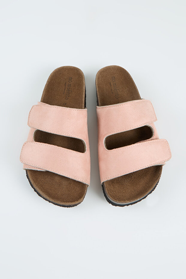 Vega Women's Vegan Leather Double-Strapped Velcro Powder Slippers