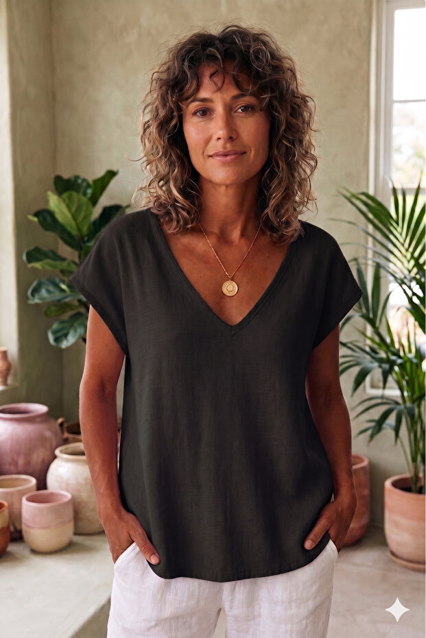 New Season Women's Short Sleeve V-Neck Blouse