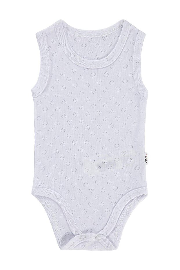 Jacquard 3-36 Month Snap Fastener Badi - White