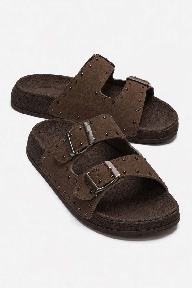 Women's Troklu Double Buckle Slippers Brown