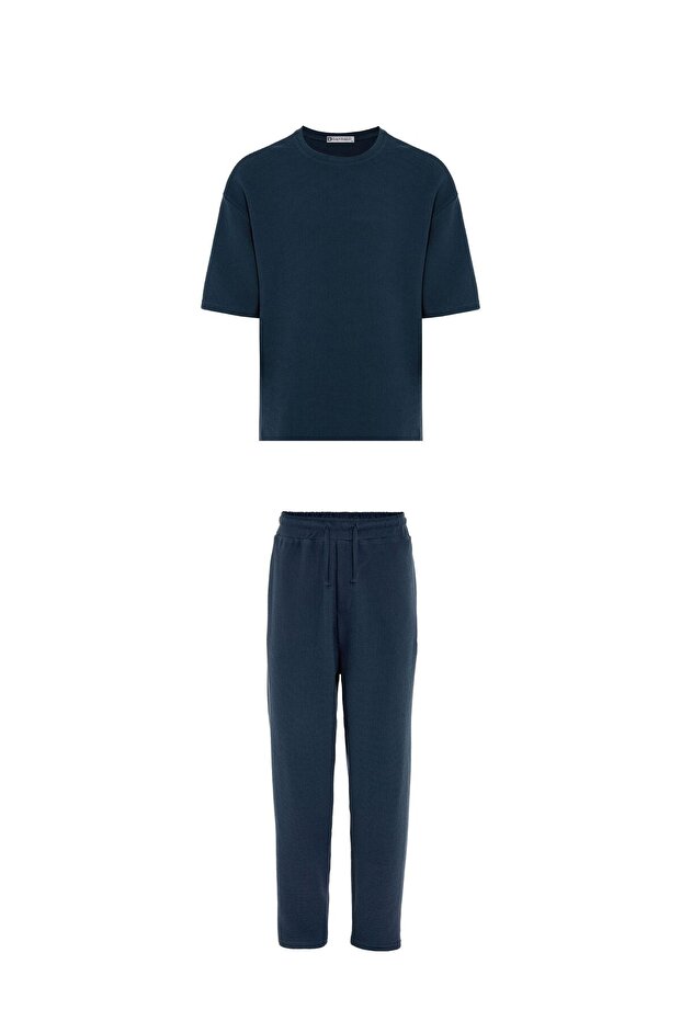 Oversize basic knitwear tracksuit set