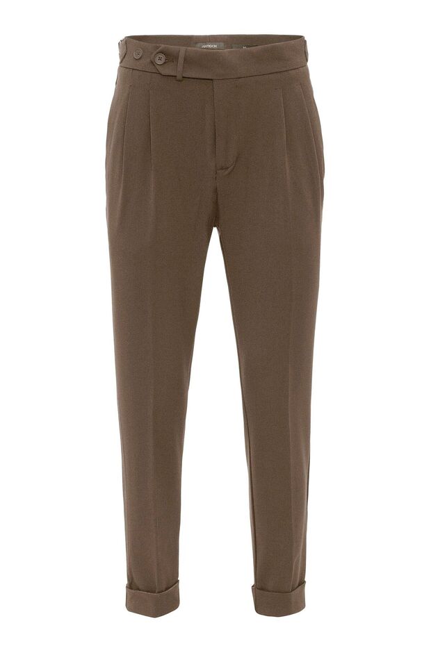 High-waisted pleated carrot fit men's trousers