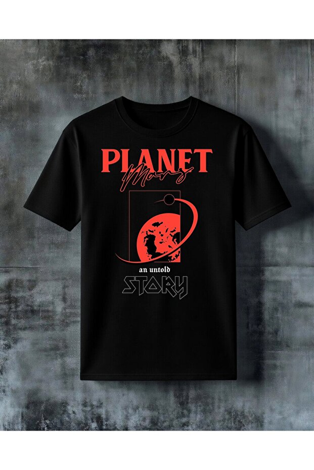 Planet Moons Red Space Printed Oversize T-Shirt