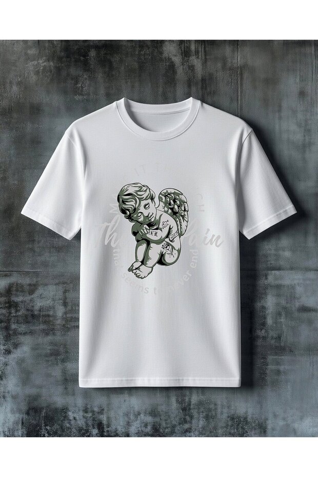تي شيرت مطبوع كبير الحجم من ماركة melek dovme pain gain