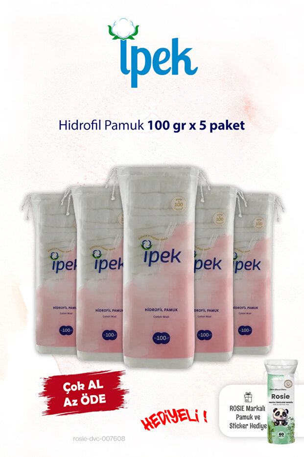 İpek 5'li Hidrofil Pamuk 100 gr ve ROSIE