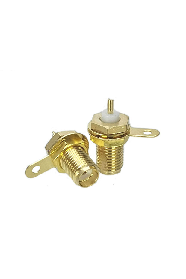 موصل SMA أنثى بمقابس جانبية، مقبض PTFE، تركيب على لوحة، مستقيم، موصل RF محوري، قطعة واحدة