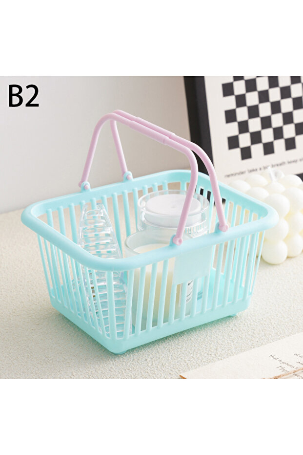 JETTING B2 New Plastic Basket Organizer Portable Shopping Storage Box Desktop Sundries Toy Fruit Sta