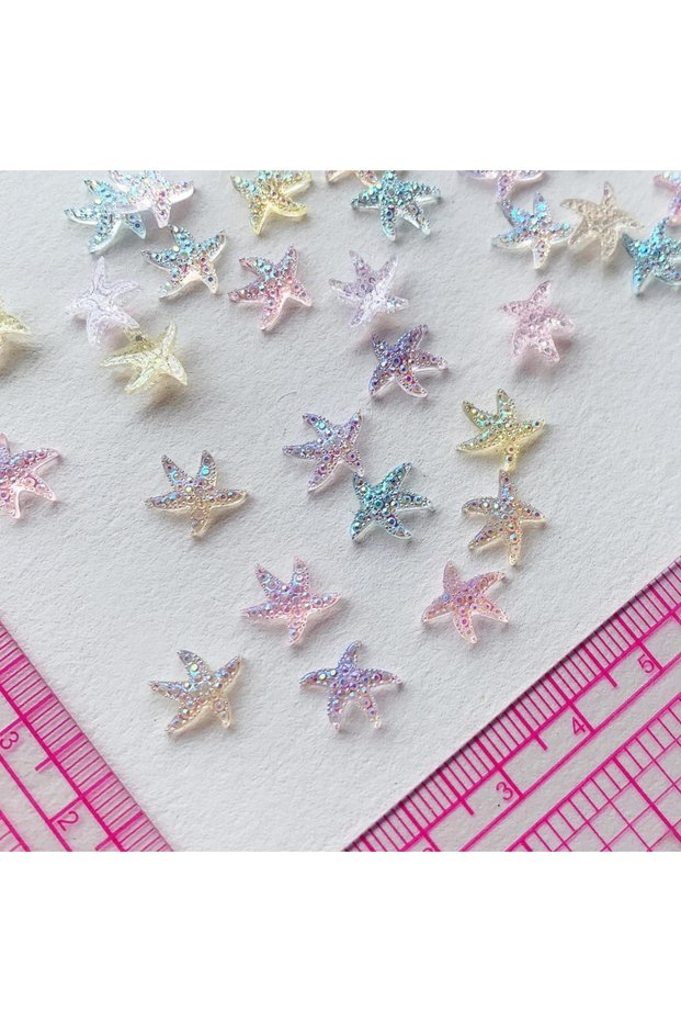 50pc 50pc Aurora Starfish Mini Nail Art Accessories DIY Mixed Colors Resin Small Nail Charms DIY 3D