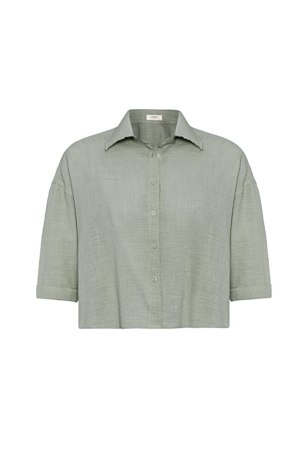 Crop Textured Women's Shirt