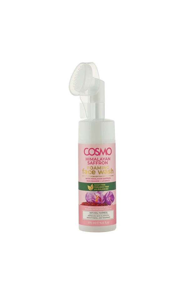 Himalayan Saffron Foaming Face Wash 175ml, With Built-in Brush for Deep Cleansing, Paraben Free & Ph Balanced