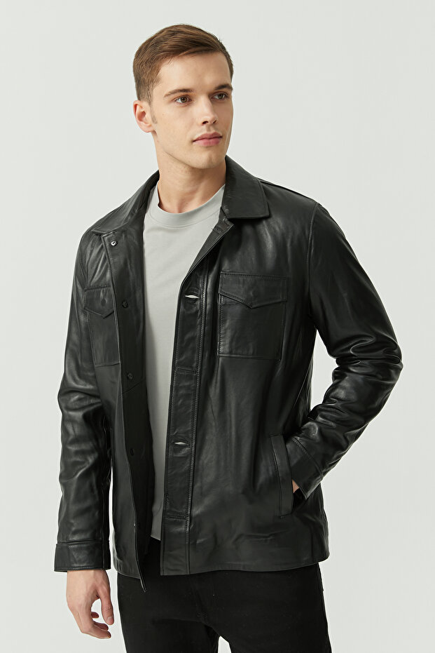 Regular Leather Coat - 5