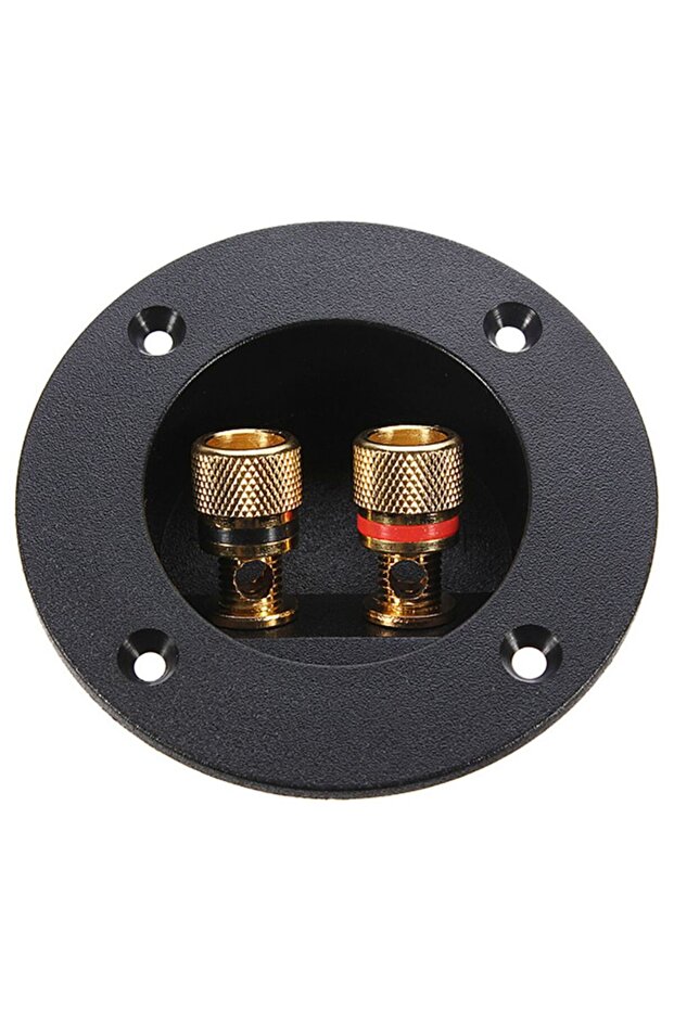 1PC Black Brand New Speaker Terminal Connectors Round Box with 2 Gold-Plated Banana Jacks, Spring Cu