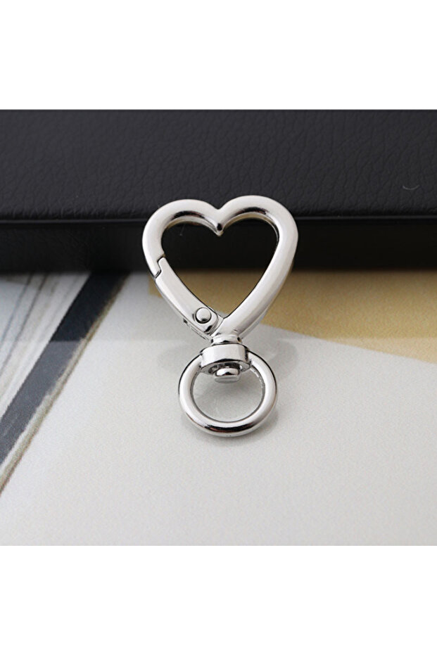 Silver heart 10Pc Heart Spring Gate Rings Openable Keychain Leather Belt Strap Xyu Dog Chain Buckles