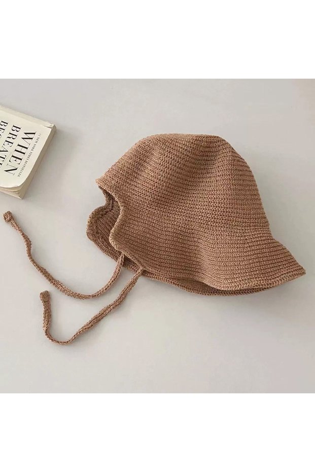 Khaki 1Pcs Linen Straw Regency Bonnets Hats For Women Sun Hats Bow Beach Cap Big Wide Brim Cloche Ha