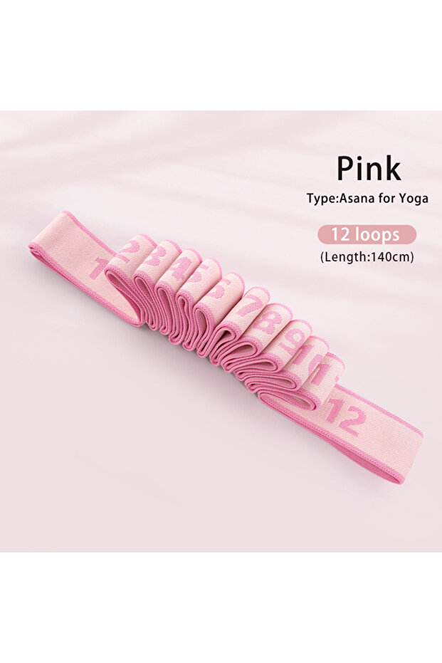 12 loops Pink Asana Kids Dance Stretch Band, 8/10/12-Segment Ballet Practice Elastic Band for Childr