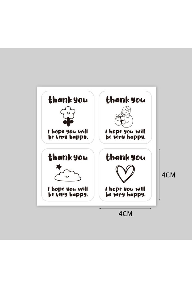 100pcs-25sheets Cute Business Stickers - I Hope You Will Be Happy, Thank You Stickers for Small Busi