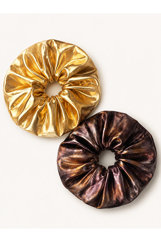Women's Elastic Set of 2 Colorful Fabric Bagel Scrunchie Clips