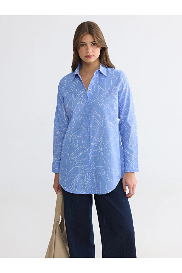 Lcw Everyday Purple Patterned Women's Shirt Tunic