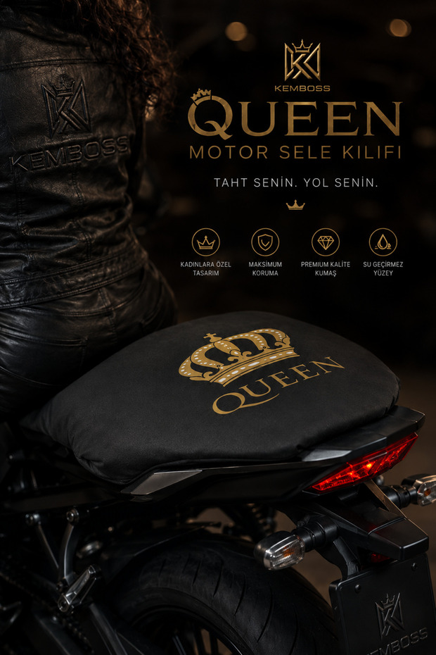 Queen Universal Motorcycle Seat Cover Black Scooter Saddle Protector Special for Women 100% Polyester Washable Seat Cover