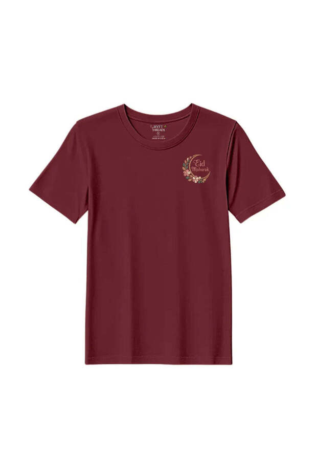 Eid T-Shirt - Floral Eid Mubarak Embroidered Design, Premium Polycotton, Breathable Unisex Festive Wear for Men & Women