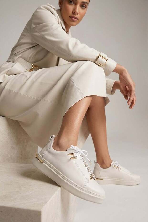 D26Ya-7660 Women's Genuine Leather Casual Shoes Cream