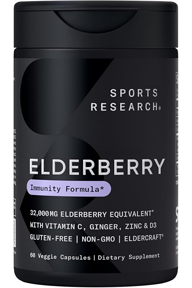 Elderberry Capsules with Vitamin D3, Zinc & Vitamin C (60 Veggie Capsules) for Immune Support