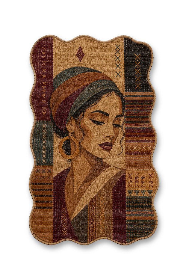 Sdt Women's Theme Patterned Modern Woven Base Decorative Carpet Sdt1458