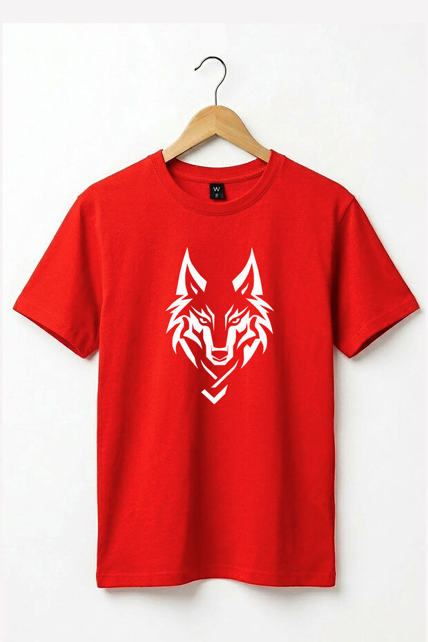 Bozkurt Turkish Wolf Printed 100% Cotton Regular Fit Crew Neck Basic T-Shirt
